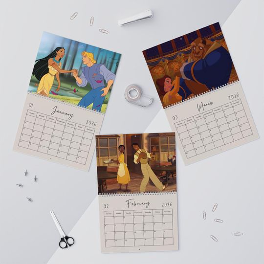 Discover Disney Couples 2026 Wall Calendar - Romantic Home Decor, Gift for Disney Fans, Yearly Planner, Office Organization, Holiday Gift