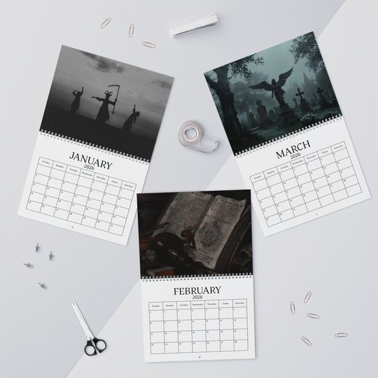 Discover Gothic Wall Calendar, 2026, Goth Art, Dark Fantasy, Spooky Planner, Unique Yearly Organizer, Haunting Home Decor