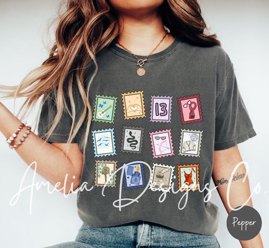 Discover Music Stamps Shirt | Comfort Colors Shirt | Cute Album Symbols T-Shirt | Music Fan Gift