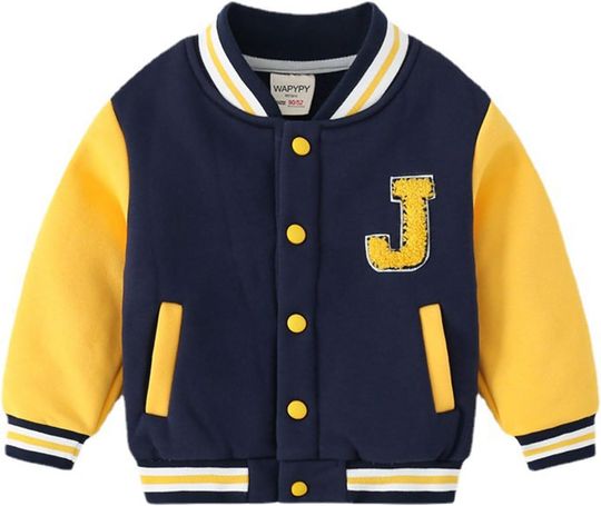 Discover Volunboy Kids Baseball Jacket Varsity Letterman Coat Fall Winter Fleece Bomber Vintage Outerwear