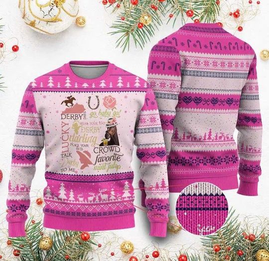 Discover Talk Derby To Me Ugly Christmas Sweater  Funny Horse Lover Holiday Sweatshirt for Riders, Kentucky Racing Day Gift/CMS-82