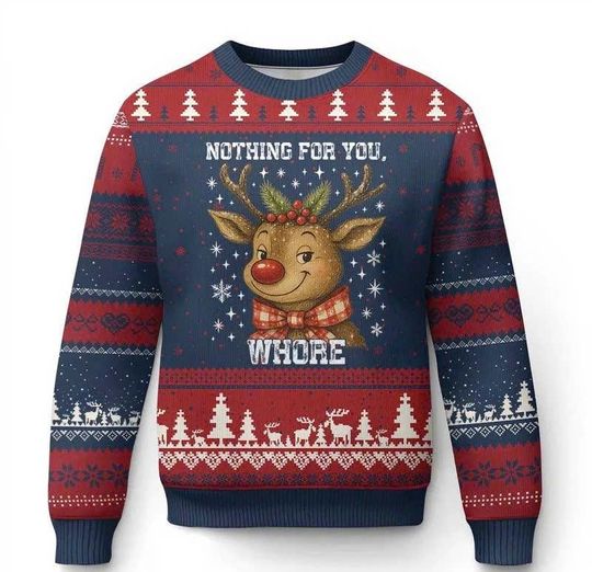 Discover Funny Reindeer Xmas Meme Ugly Christmas Sweater  Hilarious Holiday Sweatshirt Gift for Men Women Funny Christmas Party Outfit/CMS-79