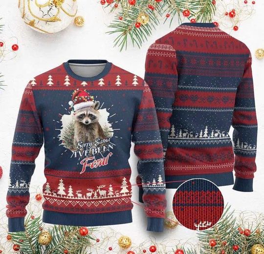 Funny Xmas Raccoon Ugly Sweater Holiday Sweatshirt for Men Women Kids