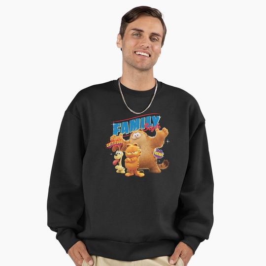 The Garfield Movie Family Style Cattitude Group Shot Premium Sweatshirt