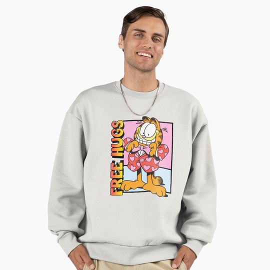Garfield Valentine's Day Free Hugs Retro Comic Pastel Panel Premium Sweatshirt