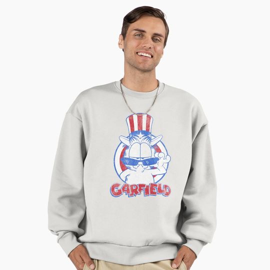 Discover Garfield Patriotic American Flag Hat And Shades Premium Sweatshirt