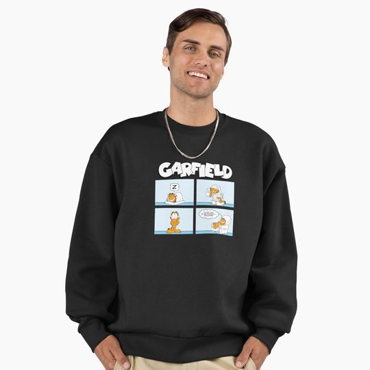 Discover Garfield Morning Routine Garfield Comic Strip Premium Oversized Sweatshirt