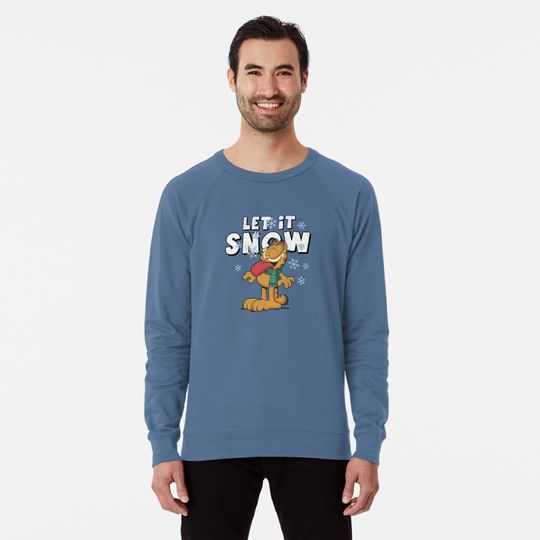 Discover Garfield Let It Snow Garfield Snowflakes Lightweight Sweatshirt