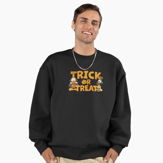 Discover Garfield Odie Garfield Halloween Trick Or Treat Premium Oversized Sweatshirt
