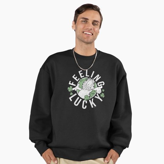 Discover Garfield St. Patrick's Day Garfield Feeling Lucky Vintage Premium Oversized Sweatshirt