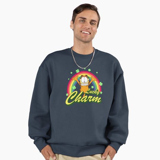 Discover Garfield St. Patrick's Day Garfield Lucky Charm Rainbow Premium Oversized Sweatshirt