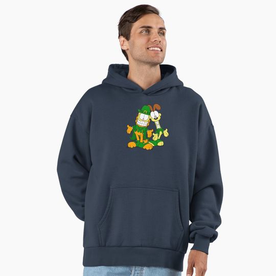 Discover Garfield St. Patrick's Day Garfield Odie Leprechaun Duo Premium Oversized Hoodie