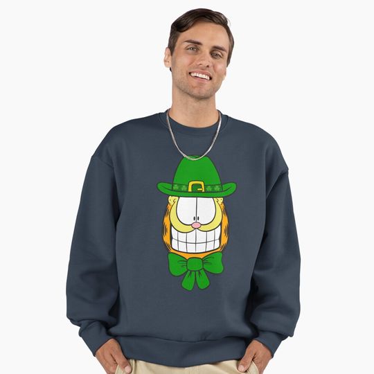 Discover Garfield St. Patrick's Day Garfield Leprechaun Big Face Premium Oversized Sweatshirt