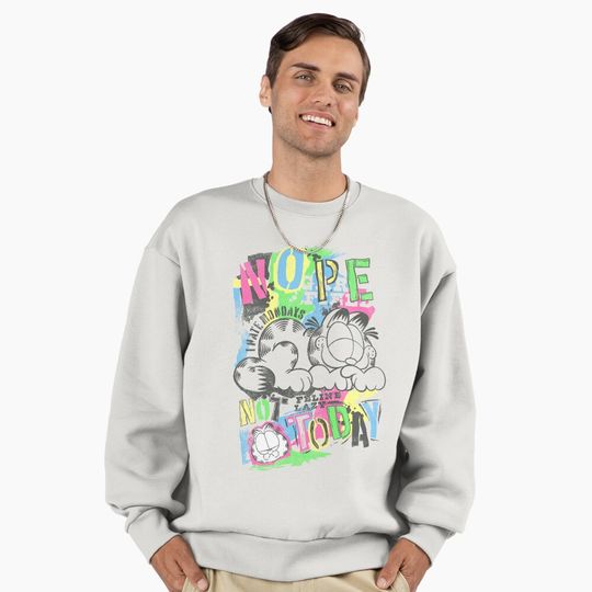 Garfield Nope Not Today Lazy Feline Retro Graffiti Premium Sweatshirt