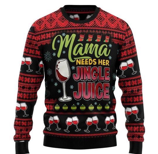 Discover Wine Mama Ugly Christmas Sweater, Funny Holiday Sweatshirt for Wine Lovers, Christmas Gift for Mom, Festive Wine Party Outfit