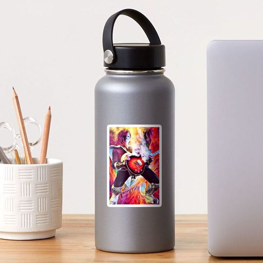 Discover Ace Frehley Guitarist Sticker | Retro Rock Band Fan Art Decal