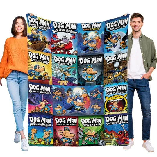 Discover Dog Man Flannel Blanket for Sofa, Bed, Couch - Cartoon Birthday