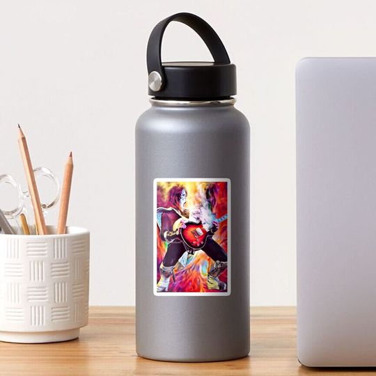 Discover Ace Frehley Guitarist Sticker | Retro Rock Band Fan Art Decal