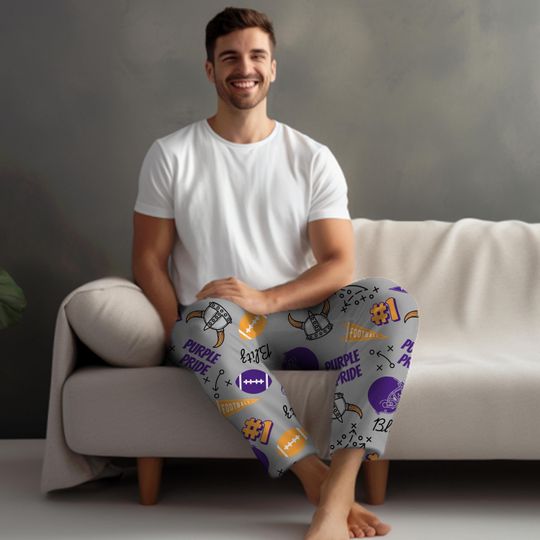 Discover Minnesota Football Men's Pajama Pants, Football Fan Dad Gift, Vikings Lover Gift, Birthday Gift for Husband Dad Boyfriend, Football Lovers