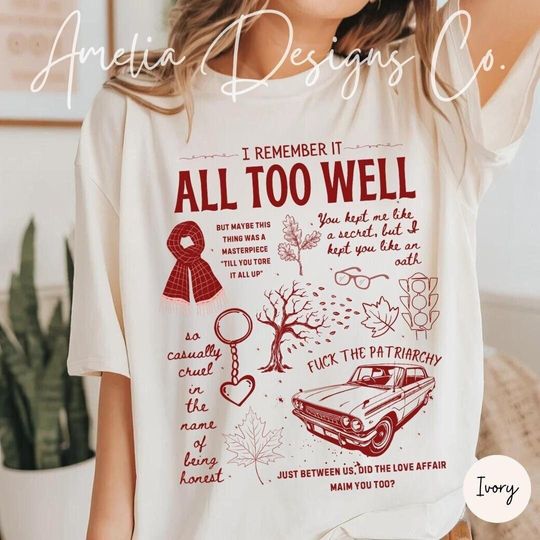 Discover All Too Well Shirt | ATW Comfort Color Oversized T-Shirt | Fan Gift | Fuck The Patriarchy | Eras Concert Shirt | In My Red Era