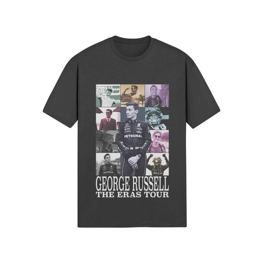 Discover George Russell Eras Tour Unisex Softstyle T-Shirt, racing, motorsport, gift for her, gift for him, gift for f1 fans, F1 driver, f1 t-shirts
