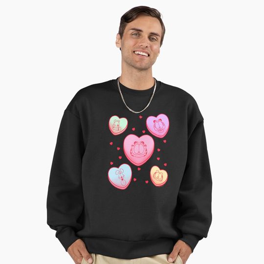 Discover Garfield Valentine's Day Neon Pastel Candy Hearts Retro Premium Sweatshirt