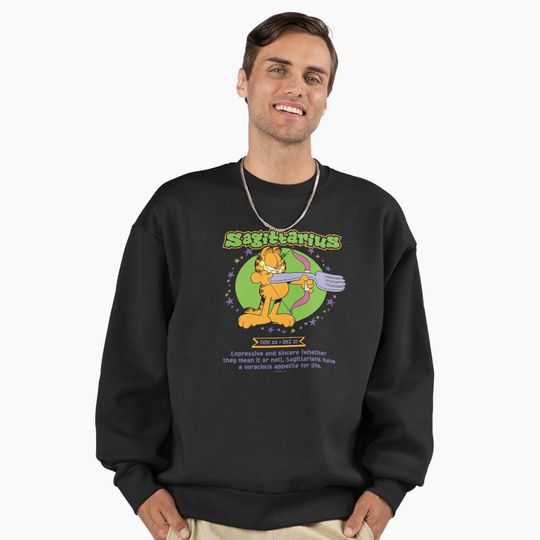 Discover Garfield Sagittarius Zodiac Sign Horoscope Humor Premium Sweatshirt