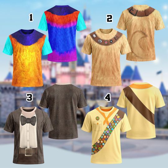 Discover Disney Up Halloween Cosplay Costume 3D T-shirt, Russell Kevin Carl Dug Halloween Costume