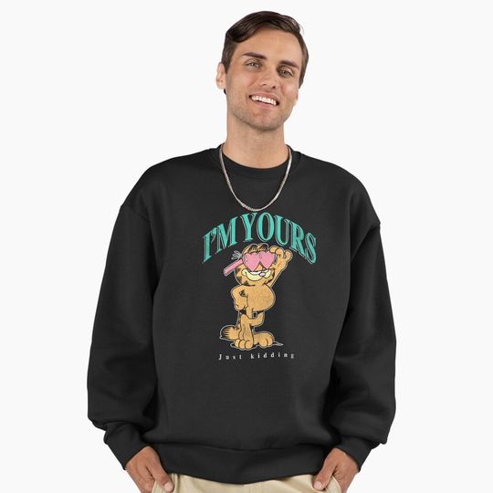 Discover Garfield Valentine's Day I'm Yours Just Kidding Vintage Logo Premium Sweatshirt