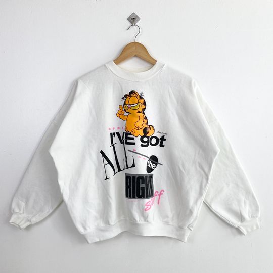 Discover 90s Garfield Crewneck Sweatshirt Print Logo