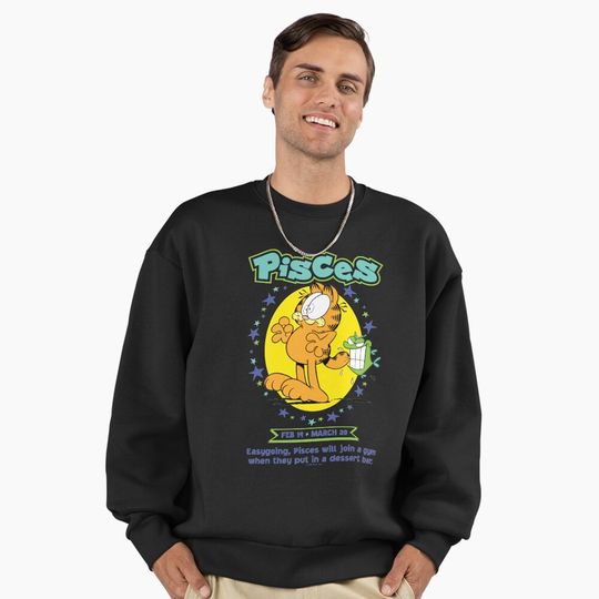 Discover Garfield Pisces Zodiac Sign Horoscope Humor Premium Sweatshirt