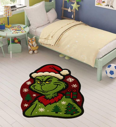 funny character Rug, Christmas Shaped Rug, Xmas Gift, Kids Room Holiday Decor, Gingerbread, funny character, Gnome, Reindeer, Train, Cute Play Mat,custom rug