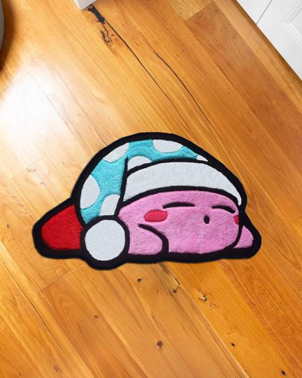 Pink Room Decor,cute kirby rug,Kids Room Decor, Kirby Decor,Kirby rug,Kirby Rug,Girl Room Decor,Video Game Rug,Kids Gift,Kirby CD,custom rug