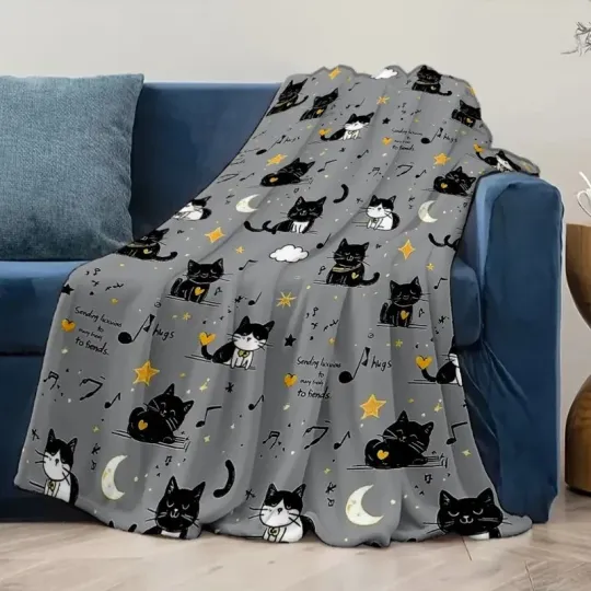 Discover Mystical Cat Fleece Blanket, Knee Blanket