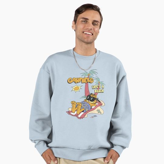 Garfield Life's A Beach Retro Vintage Tropical Cat Nap Premium Sweatshirt