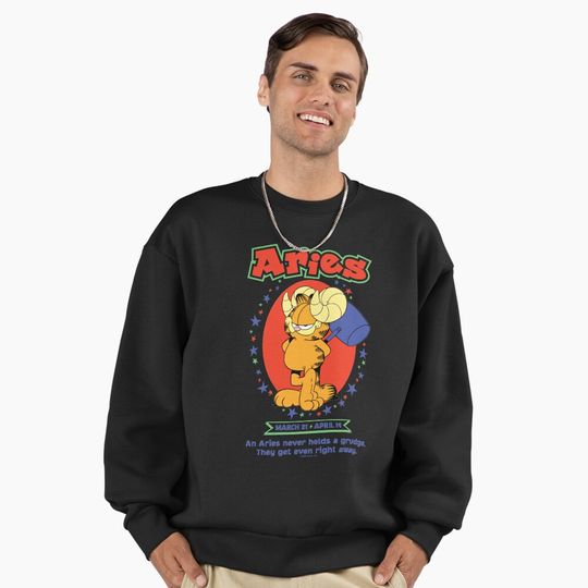 Discover Garfield Aries Zodiac Sign Horoscope Humor Premium Sweatshirt