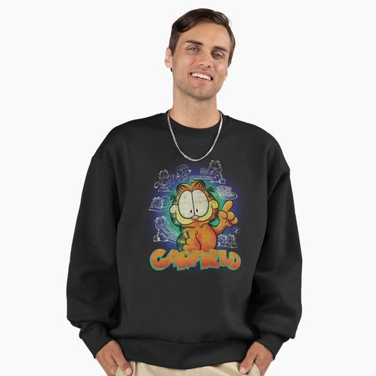 Garfield My Favorite Hobbies Cartoon Sketch Distressed Premium Sweatshirt