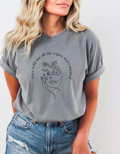 Discover Flower Face Graphic Tee - "Cages Were Mental" - Comfort Colors Shirt