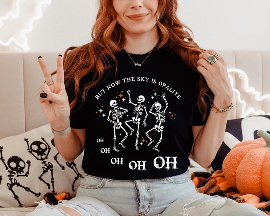 Discover Opalite Dancing Skeletons Tee, Showgirl Halloween Comfort Colors Shirt, Funny Clothing Gift For Taylor Fan, TLOAS Cute Spooky Top, Skulls