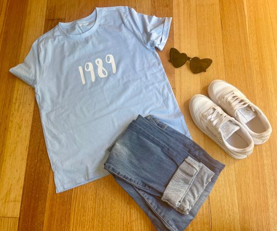 Discover 1989 T Shirt Blue White