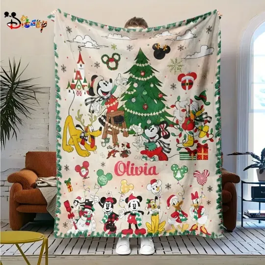 Discover Christmas Mickey & Friends Fleece and Sherpa Blanket