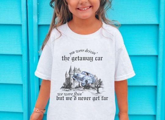 Discover Kids Getaway Car Shirt, Swift Rep graphic T-shirt, youth potter shirt