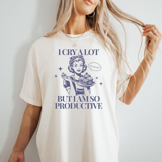 Discover Retro I Cry A Lot But I Am So Productive Shirt I Can Do It With A Broken Heart Shirt Eras Concert Sweatshirt Swift Shirt Gift Swift Merch