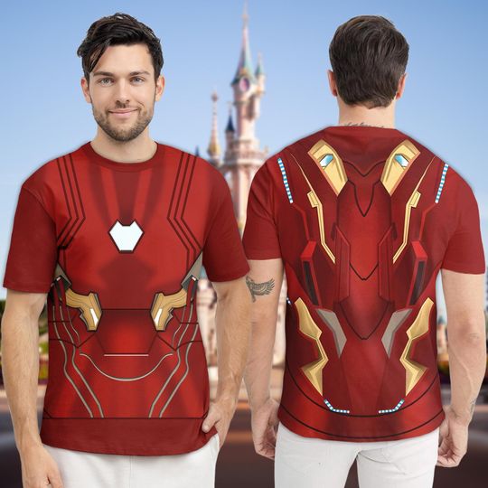 Discover Iron Man Costume 3D T-Shirt, Halloween Cosplay Running Costume Shirt