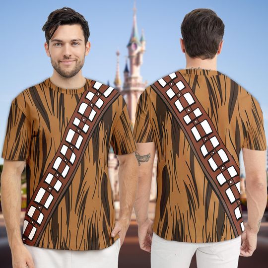 Chewbacca Costume Graphics 3D T-Shirt, Star Wars Cosplay Matching Team Tee