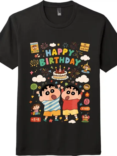 Discover Crayon Shin-chan Kids'Birthday T-Shirt | Cute Cartoon Print Short-Sleeve Unisex
