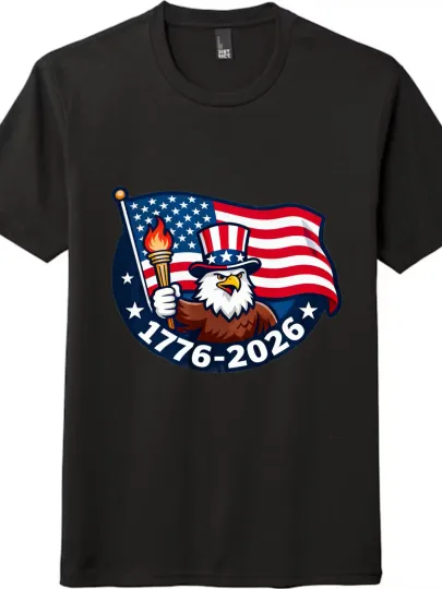 Discover 1776 - 2026 American Eagle & Flag Commemorative T - shirt