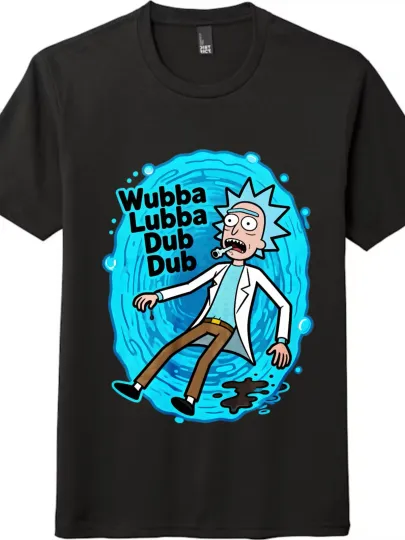 Discover Rick and Rickandmorty Rick with Portal & "Wubba Lubba Dub Dub" Graphic T - Shirt