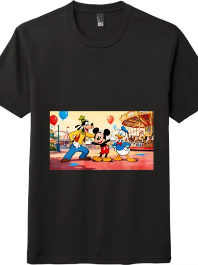 Discover Disney Mickey, Goofy & Donald Duck Amusement Park Graphic T - Shirt