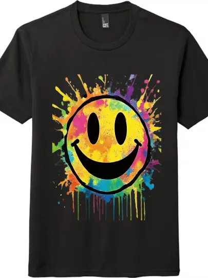 Discover Colorful -Paint Smile Cartoon Casual T-Shirt| Unisex Tee